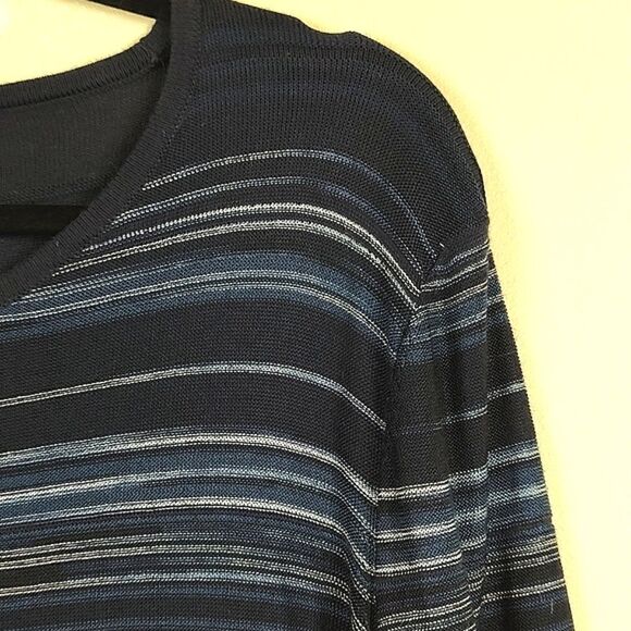 Lauren Ralph Lauren Mixed Stripe Long Sleeve Textured Knit Tunic Sweater Top - Picture 3 of 11